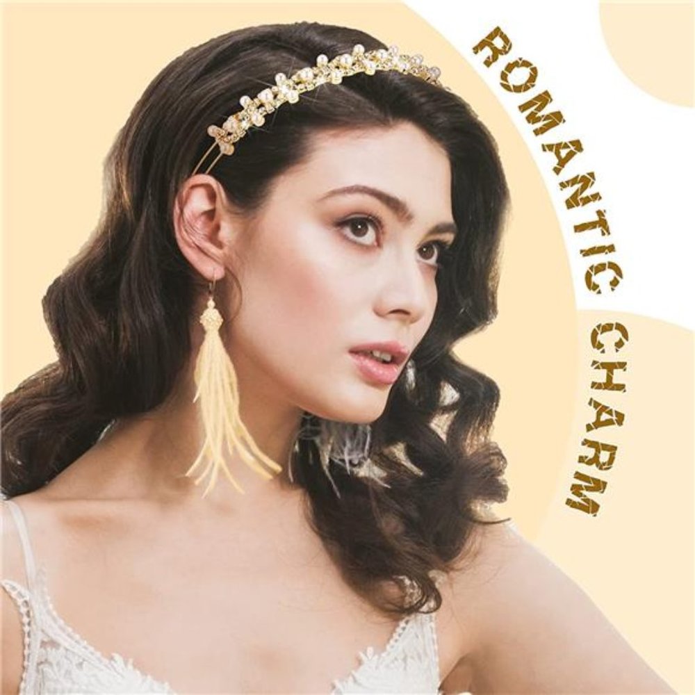 Gold Rhinestone Wedding Headband | Floral Hair Accessories